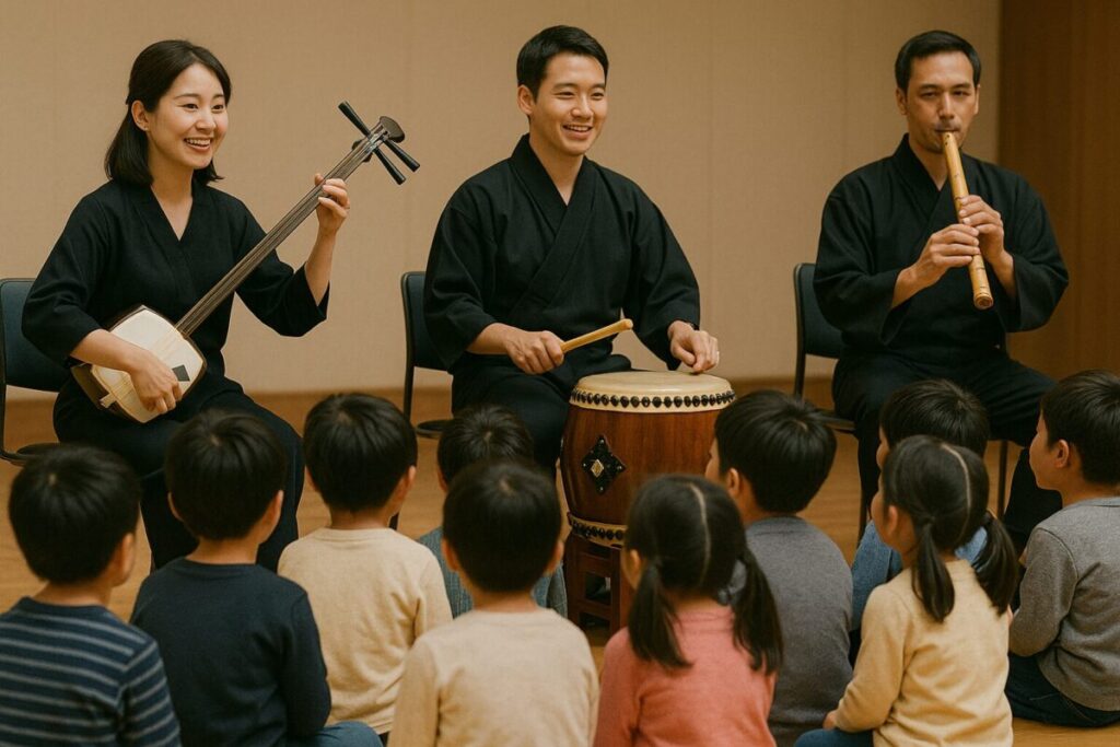 和楽器と子供たち